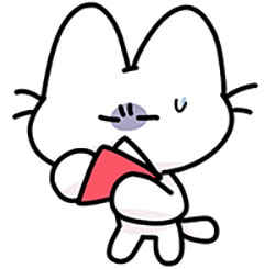 名言解説のテーマに使用している不器用な猫のイラスト